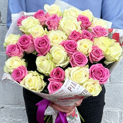 Букет "Розалита" из белых и розовых роз - заказать с доставкой в по Тамбову